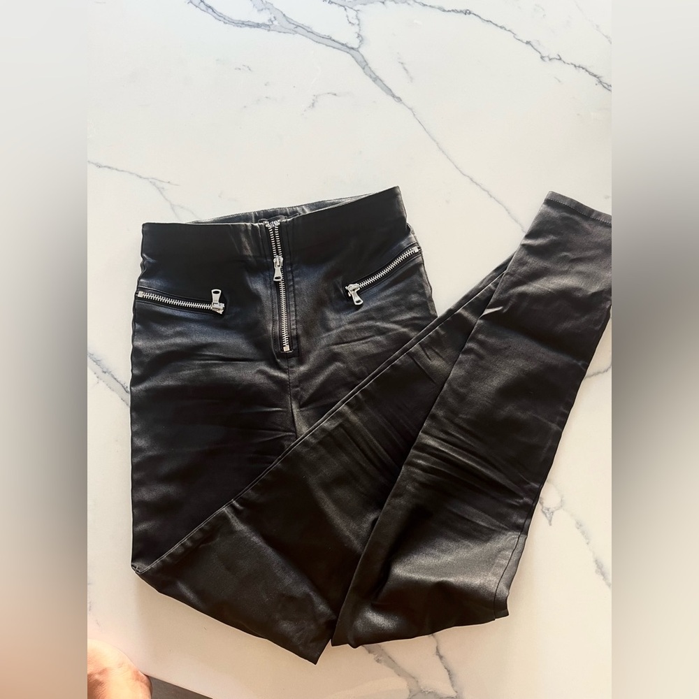 Tiger Mist black faux leather skinny pants